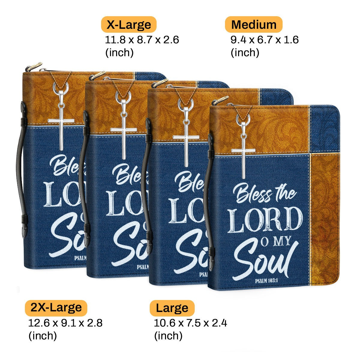 Bless The Lord O My Soul, Psalm 103:1 Leather Book Cover, Personalized Bible Cover With Handle ,Inspiration Gifts For Christian People, Christian Gift, Bible Covers Jesus Gifts